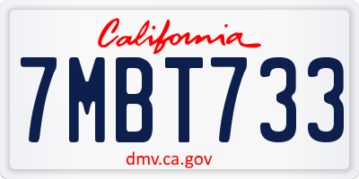 CA license plate 7MBT733