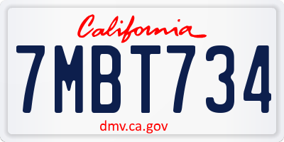 CA license plate 7MBT734
