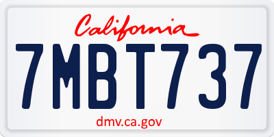 CA license plate 7MBT737