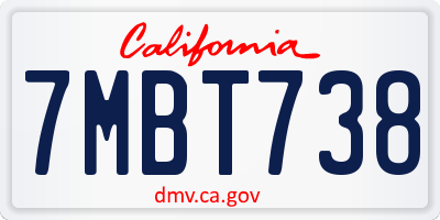 CA license plate 7MBT738