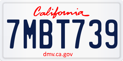 CA license plate 7MBT739