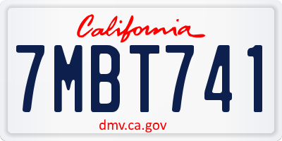 CA license plate 7MBT741
