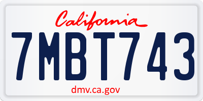CA license plate 7MBT743