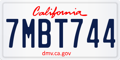 CA license plate 7MBT744