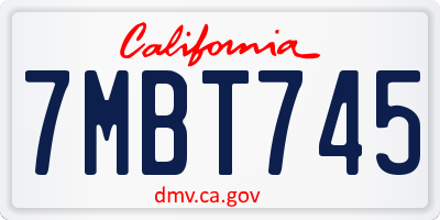 CA license plate 7MBT745