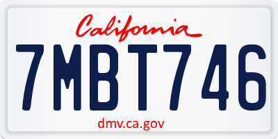 CA license plate 7MBT746