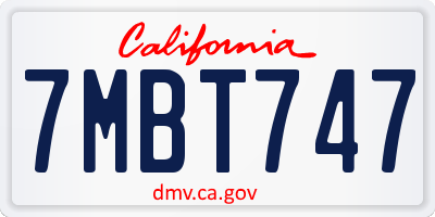 CA license plate 7MBT747