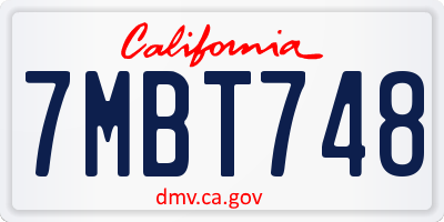 CA license plate 7MBT748