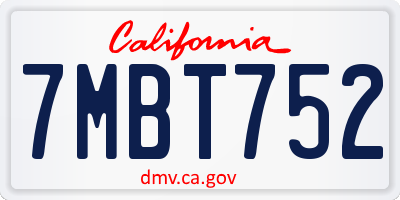 CA license plate 7MBT752