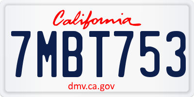 CA license plate 7MBT753