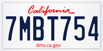 CA license plate 7MBT754