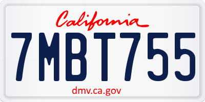 CA license plate 7MBT755