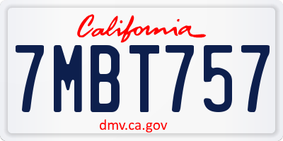 CA license plate 7MBT757