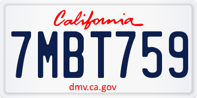 CA license plate 7MBT759