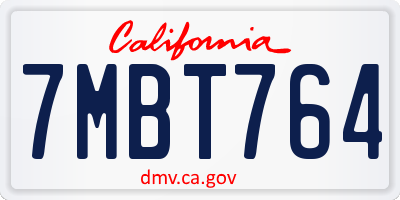 CA license plate 7MBT764