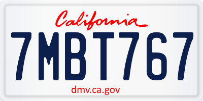 CA license plate 7MBT767