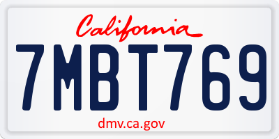 CA license plate 7MBT769