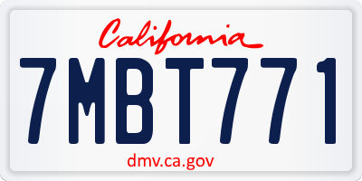 CA license plate 7MBT771