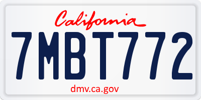 CA license plate 7MBT772