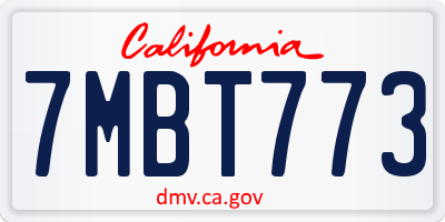 CA license plate 7MBT773