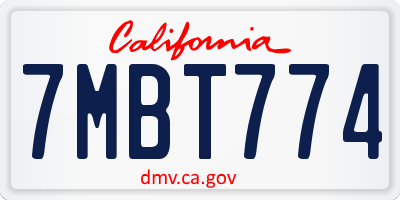 CA license plate 7MBT774