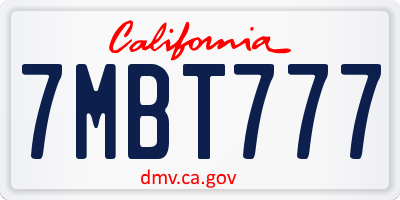CA license plate 7MBT777