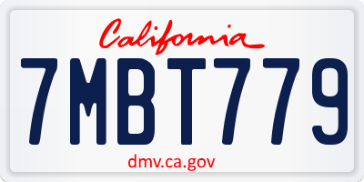 CA license plate 7MBT779