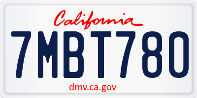 CA license plate 7MBT780