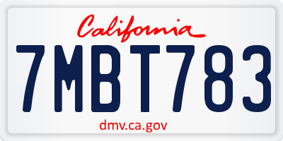 CA license plate 7MBT783