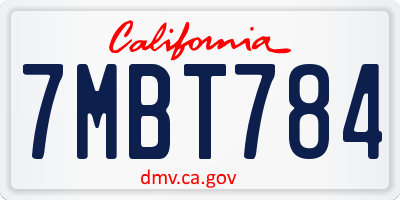 CA license plate 7MBT784