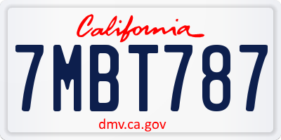 CA license plate 7MBT787