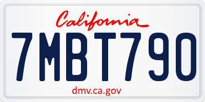 CA license plate 7MBT790