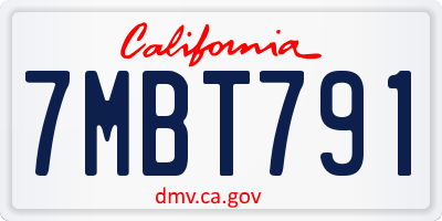 CA license plate 7MBT791
