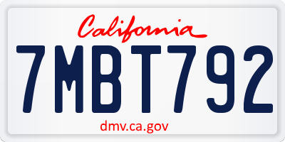 CA license plate 7MBT792