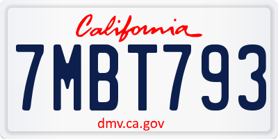 CA license plate 7MBT793