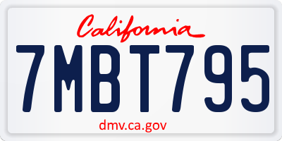 CA license plate 7MBT795