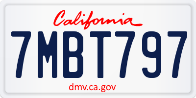 CA license plate 7MBT797
