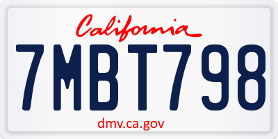 CA license plate 7MBT798