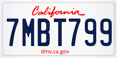 CA license plate 7MBT799