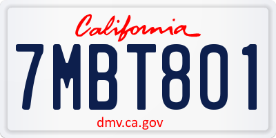 CA license plate 7MBT801
