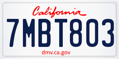 CA license plate 7MBT803
