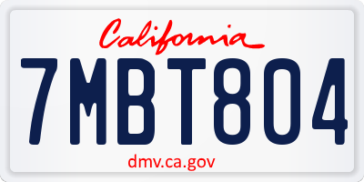 CA license plate 7MBT804