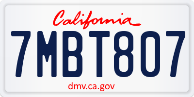 CA license plate 7MBT807