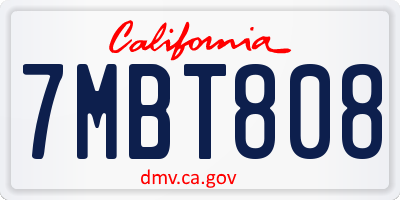 CA license plate 7MBT808