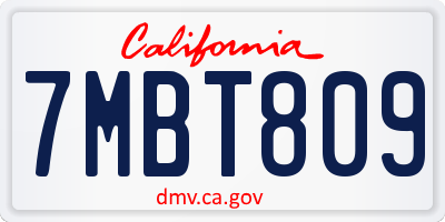 CA license plate 7MBT809