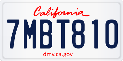 CA license plate 7MBT810