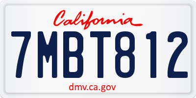 CA license plate 7MBT812