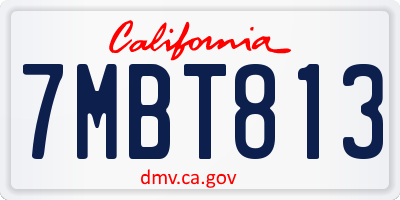 CA license plate 7MBT813