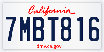 CA license plate 7MBT816