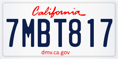 CA license plate 7MBT817
